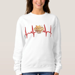 Kawaii Cute Kitten Ramen EKG Heartbeat Otaku Anime Trui