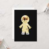 Kawaii Cute Mummy Halloween Kaart (Voorkant / Achterkant in situ)