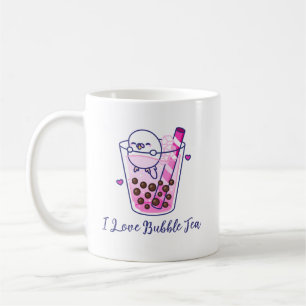 Kawaii Cute Pastel Pink Budgie Boba Bubble Tea Koffiemok