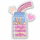 Kawaii Cute Pink Love Jar Custom cut Sticker (Voorkant)