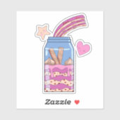 Kawaii Cute Pink Love Jar Custom cut Sticker (Vel)