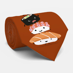 Kawaii Cute Sashimi Sushi Characters Sushi Chef Stropdas