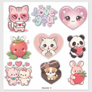 Kawaii Cute Sticker Set – Emoji's, Katten, Beren,