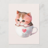 Kawaii Cute Striped Pink Chibi Cat Briefkaart (Voorkant)
