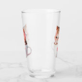 Kawaii Cute Striped Pink Chibi Cat Glas (Links)