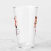 Kawaii Cute Striped Pink Chibi Cat Glas (Rechts)