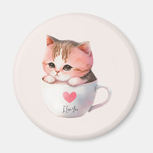 Kawaii Cute Striped Pink Chibi Cat Magneet