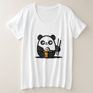 Kawaii Cute Sushi Panda Grote Maat T-shirt
