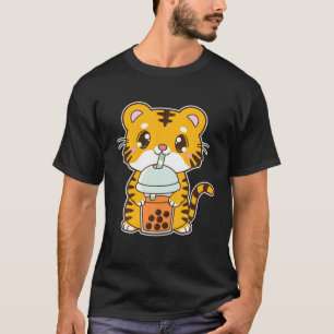 Kawaii Cute Zodiac Boba Tiger Thai Iced Bubble Mil T-shirt
