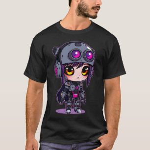 Kawaii Cyborg Meisje Helm Uniek karakter T-shirt