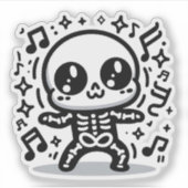 Kawaii Dancing Skeleton Vinyl Schattige Halloween Sticker (Voorkant)