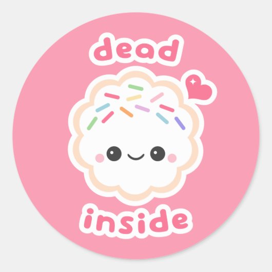 Kawaii Dead Inside cookie Ronde Sticker (Voorkant)