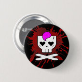 KAWAII DEATHROCK SCHEDEL BLOEDSPLATTER PIN BUTTON (Voorkant /achterkant)