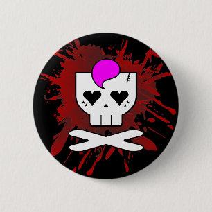 KAWAII DEATHROCK SCHEDEL BLOEDSPLATTER PIN BUTTON