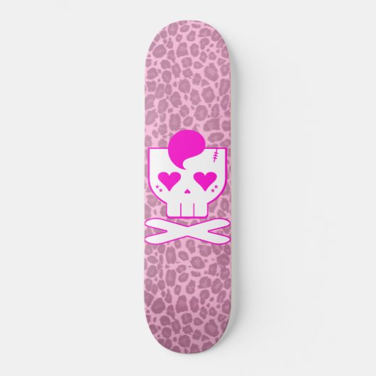 KAWAII DEATHROCK SCHEDEL ROZE LUIPAARD DECK SKATEBOARD (Voorkant)