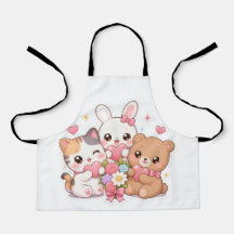 Kawaii Dieren Vrienden Harten & Bloemen Keuken Sch