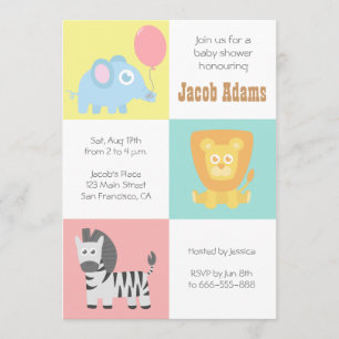 Kawaii Dierentuin Dieren Thema Baby Borrel Uitnodi Kaart