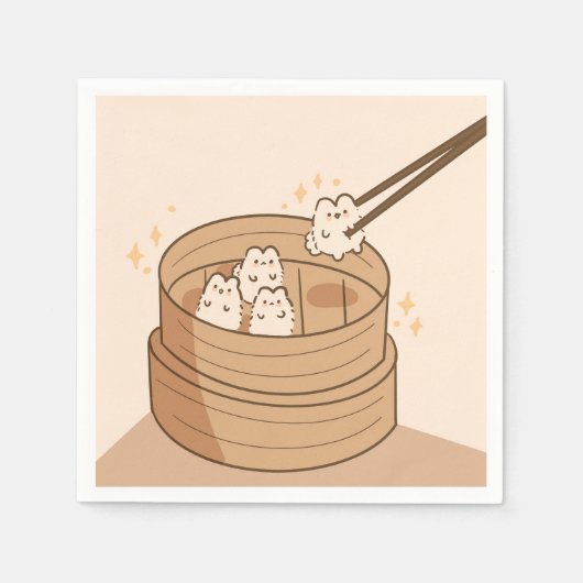 Kawaii Dim Sum Bunnies Papieren servetten (Voorkant)