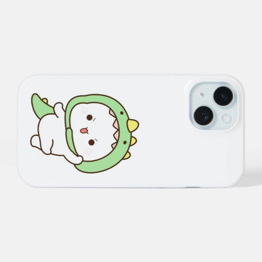 Kawaii Dino Dance iPhone Case – Schattigee Cartoon iPhone 15 Hoesje (Achterkant horizontaal)