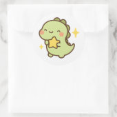 Kawaii Dinosaur Holding Star Sticker (Sac)