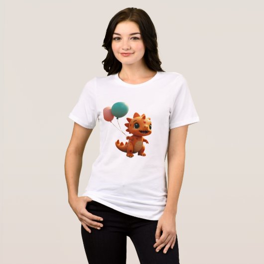 Kawaii Dinosaur T-shirt – Schattigee Dino met Hart (Voorkant volledig)