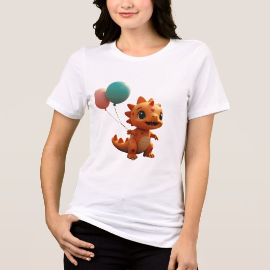 Kawaii Dinosaur T-shirt – Schattigee Dino met Hart (Voorkant)