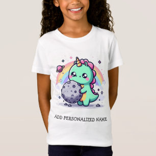 Kawaii dinosaurus met een planetoïde! Funny kinder T-shirt