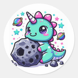Kawaii Dinosaurus shirt! Zo schattig! Ronde Sticker