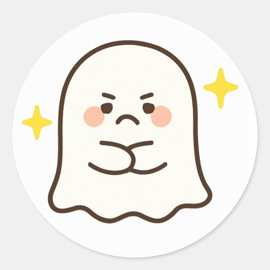 Kawaii Disapproving Ghost Sticker (Voorkant)
