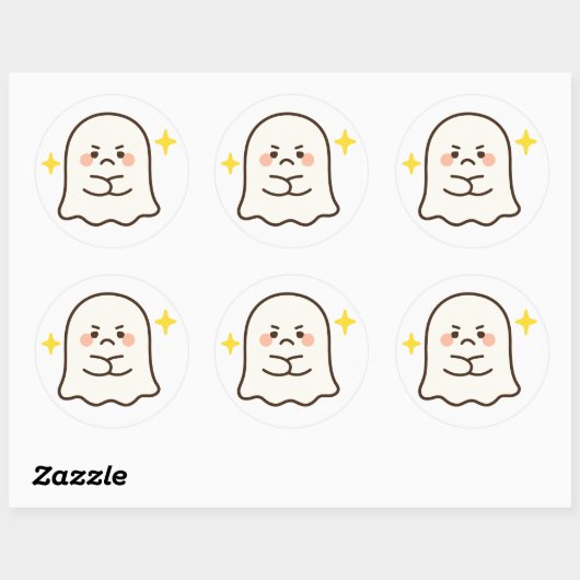 Kawaii Disapproving Ghost Sticker (Feuille)