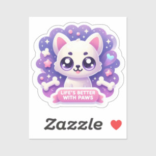Kawaii Dog Life's Better Met Pootjes Schattigee Pu Sticker