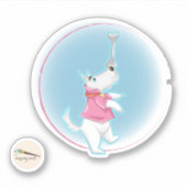 Kawaii Dog met Bone Scrapbooking Sticker (Voorkant)