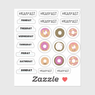 Kawaii Donut Breakfast Planner Stickers