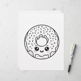 Kawaii Donut Met Strooisel Kleurplaat Briefhoofd