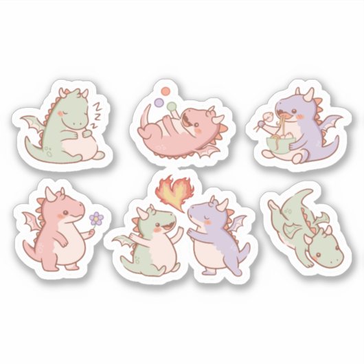 KAWAII DRAGON STICKERS SET (Voorkant)