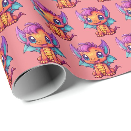 Kawaii Dragon Verjaardags Verjaardags Wrapping Pap Cadeaupapier (Rol Hoek)