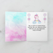 Kawaii Dreamweaver Unicorn Rainbow Cloud Happy Bir Kaart (Binnen)