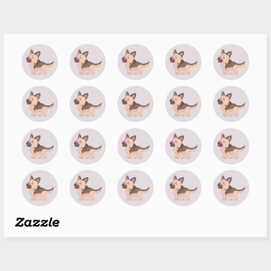Kawaii Duitse herdershond Ronde Sticker (Vel)