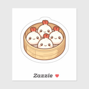 Kawaii Dumpling Bamboe Mand Art Sticker