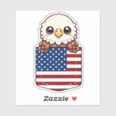 Kawaii Eagle Amerikaanse vlag zak Sticker (Vel)