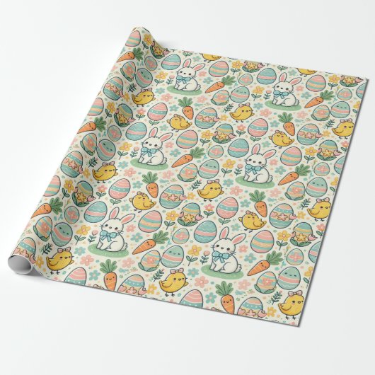 Kawaii Easter Wrapping Paper Cadeaupapier (Uitgerold)