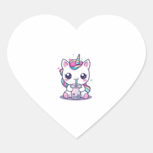 Kawaii Eenhoorn eet Ramen Noedel Soep Cute Grafiek Hart Sticker