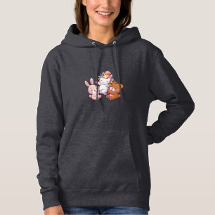 Kawaii eenhoorn met konijn en teddybeer Lange Mouw Hoodie