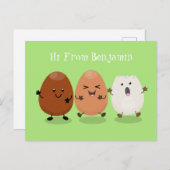 Kawaii eggs funny cartoon briefkaart (Voorkant / Achterkant)