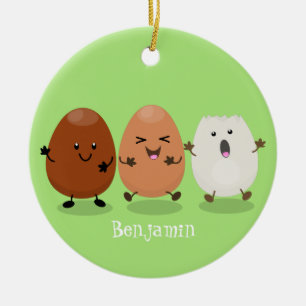 Kawaii eggs funny cartoon keramisch ornament