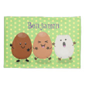 Kawaii eggs funny cartoon kussensloop (Achterkant)