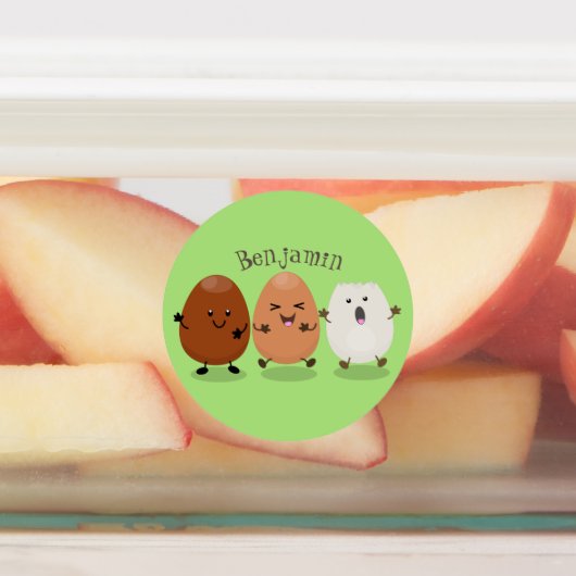 Kawaii eggs funny cartoon labels (Aangebracht)