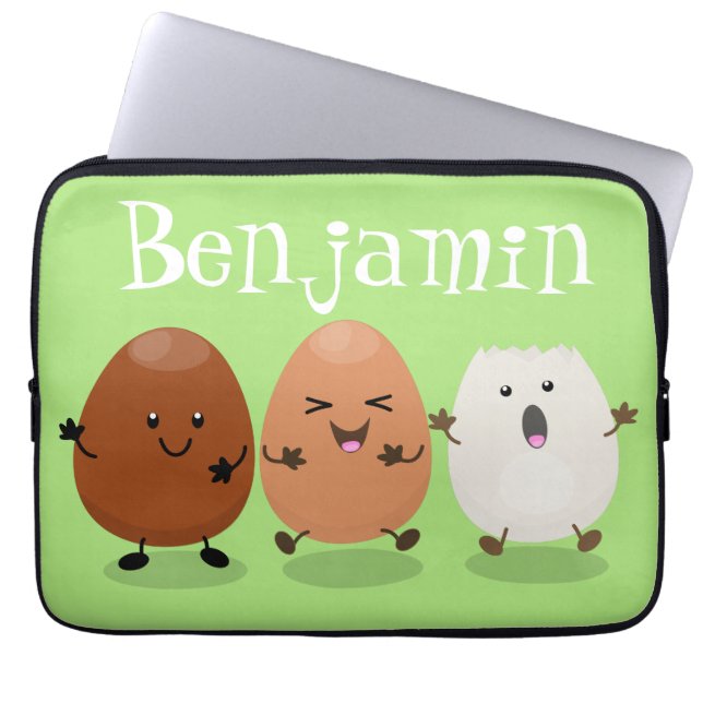 Kawaii eggs funny cartoon laptop sleeve (Voorkant)