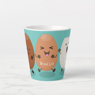 Kawaii eggs funny cartoon latte mok