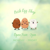 Kawaii eggs funny cartoon raamsticker (Vel 3)